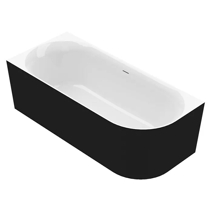Ottofond Raumsparbadewanne Mince Corner - 180 x 80 cm, Sanitäracryl, Schwarz/Weiß, Rechts - Elegante Badewanne in Schwarz und Weiß. Die perfekte Wahl für ein modernes Badezimmer mit Stil und Komfort.