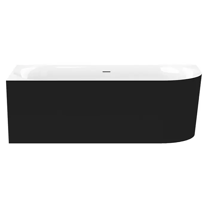 Ottofond Raumsparbadewanne Mince Corner - 180 x 80 cm, Sanitäracryl, Schwarz/Weiß, Rechts - Nahaufnahme einer modernen, rechteckigen Badewanne mit schwarzer Verkleidung und weißem Innenraum, die Eleganz und Komfort vereint.
