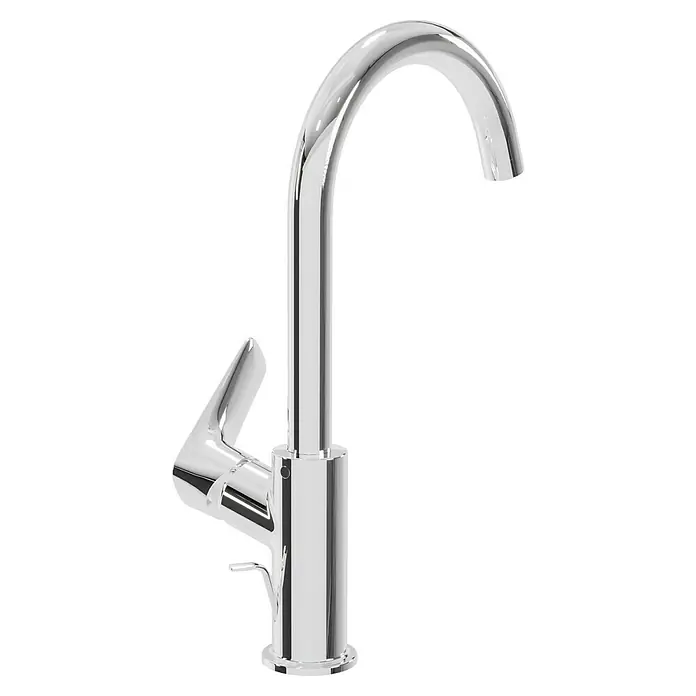 Hansgrohe Logis Waschtischarmatur 210 - Chrom, Glänzend - Glänzender Chrom-Wasserhahn. Moderner, einhändiger Wasserhahn mit gebogenem Auslauf und schlankem Design für Badezimmer oder Küche.