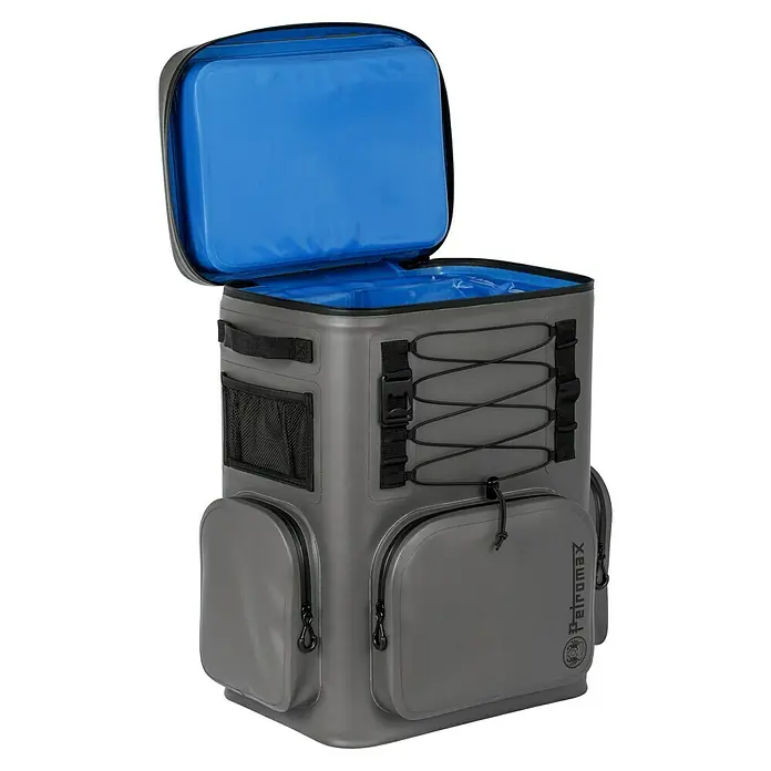 Petromax Kühlrucksack - Volumen: 27 l, Grau, L x B x H: 44,5 x 34 x 54,5 cm - Die Petromax Kühltasche Kx50 in Grau bietet viel Stauraum und hält Speisen und Getränke zuverlässig kalt. Ideal für Campingausflüge!