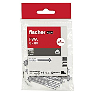 Fischer Perno de anclaje para cargas pesadas FWA (Ø x L: 8 x 80 mm, 16 ud.)