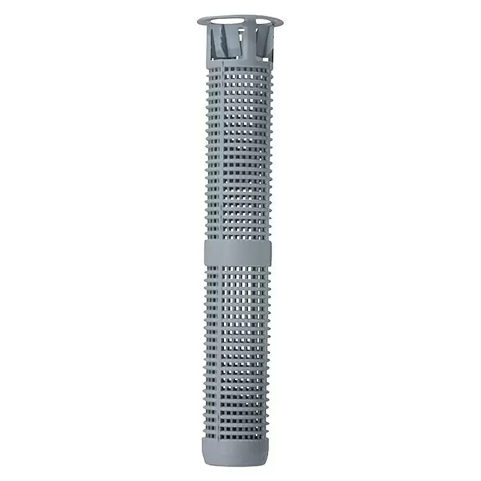 Fischer Taco perforado Tamiz FIS H - Ø x L: 16 x 85 mm, 8 ud. - Filtro de desagüe de plástico gris perforado, cilíndrico con borde superior y base sólida.