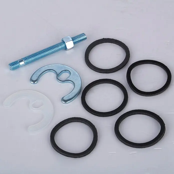 Befestigungssatz für Armaturen - 9 -tlg. - Befestigungssatz für Toilettensitz mit Schrauben, Muttern, Unterlegscheiben aus Metall und Gummi zur sicheren Installation.