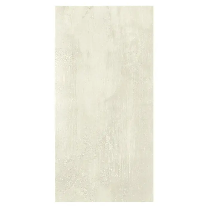 LOGOCLIC Designboden Element Flex - Mist Tile, Fliese, 638 x 322 x 7 mm - Abstraktes Bild in gebrochenem Weiß mit subtilen Texturen und einem Hauch von Vintage-Charme, ideal für moderne und klassische Einrichtungen.
