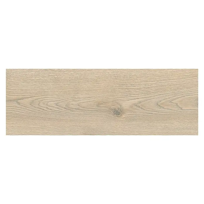 Living by Haro Laminat Gigante - Eiche Toronto steingrau, Landhausdiele, 2.200 x 243 x 8 mm - Nahaufnahme einer hellen Holzplatte mit deutlicher Maserung und einem Astloch in der Mitte, ideal für Oberflächengestaltung.
