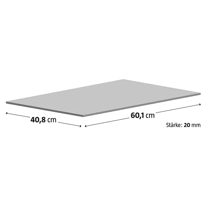 Terrassenfliese Cera 2.0 - 40,8 x 60,1 x 2 cm, Antiquus Carbon, Matt - Produktbild: Rechteckige Platte mit den Maßen 60,1 cm x 40,8 cm und einer Stärke von 20 mm.