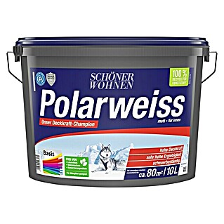 SCHÖNER WOHNEN-Farbe Wandfarbe Polarweiß (Basismischfarbe 4, 10 l, Matt)