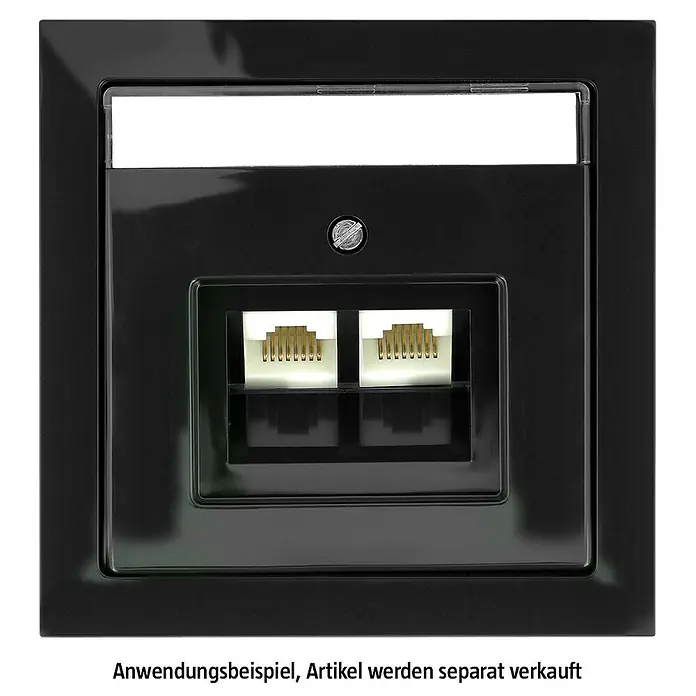 UAE-Dosen-Einsatz CAT 3-UAE 8/8 (8) UPK 19832BAN - Unterputzmontage - Schwarze Wandmontagedose mit zwei Netzwerkanschlüssen für einfache und diskrete Netzwerkverbindungen im Büro oder zu Hause.