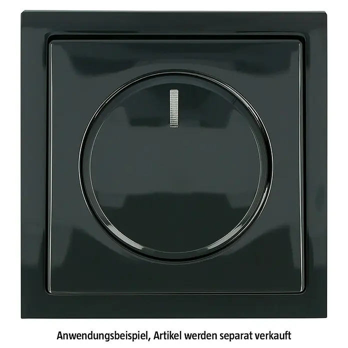 Jung LED-Dimmer 1730 DD - Metall - Quadratische, schwarze Abdeckung mit zentralem kreisförmigen Einsatz und vertikalem Schlitz. Elegantes Design für moderne Interieurs.