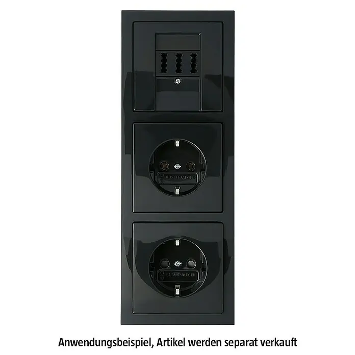 Busch-Jaeger Future Linear Abdeckrahmen 1723-181K - Anthrazit, 3-fach, Kunststoff - Schwarze Steckdosenleiste mit USB-Anschlüssen und zwei Standardsteckdosen für vielseitige Stromversorgungslösungen im modernen Design.