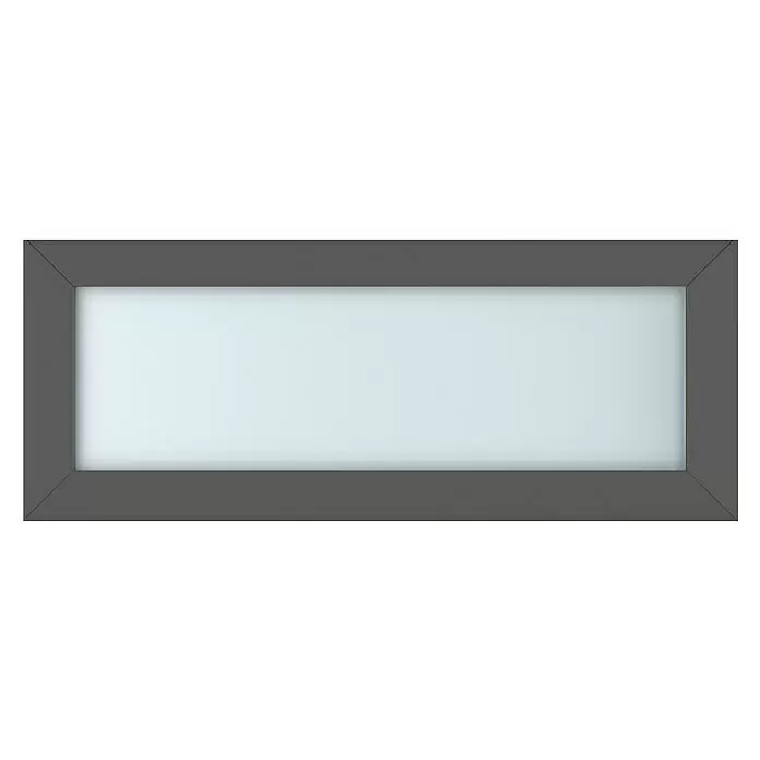 Gerda Oberlicht Thermo Prime - 100 x 40 cm, Anthrazitgrau, Sandgestrahlt - Dunkelgrauer rechteckiger Rahmen mit hellblauem Innenbereich.