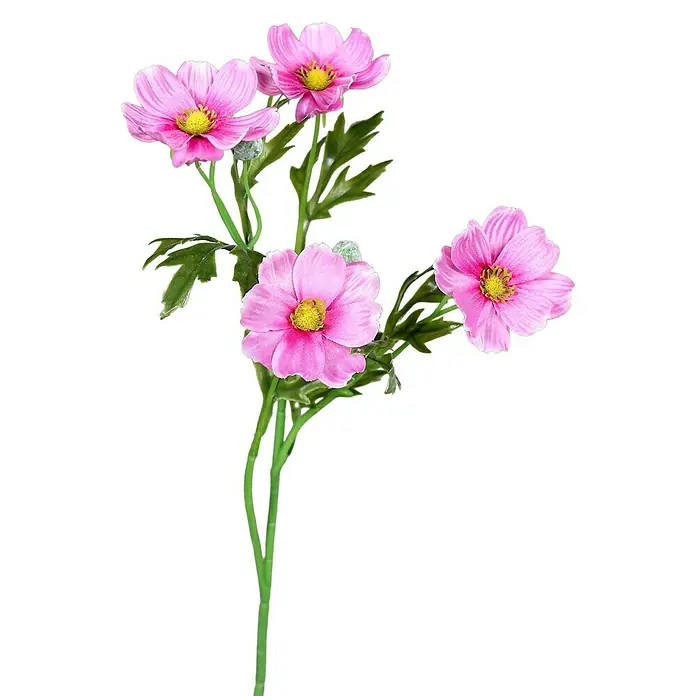 Kunstblume Cosmea - 55 cm, Pink, Kunststoff - Diese Kunstblume zeigt eine zarte rosa Blüte mit gelbem Zentrum, perfekt für jede Dekoration und saisonale Dekoration.