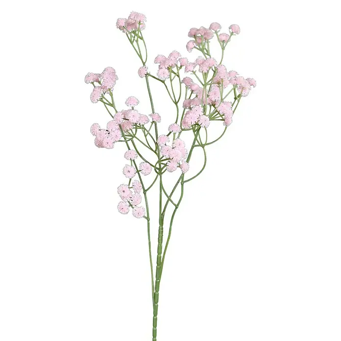 Kunstblume SchleierkrautRosa, 63 cm - Zarter rosa Schleierkraut-Zweig mit filigranen Blüten und grünen Stielen auf schwarzem Hintergrund, ideal für elegante Dekorationen.