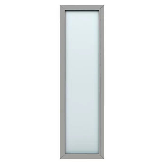 Gerda Seitenteil Thermo Prime - 60 x 210 cm, Grau, Sandgestrahlt - Hohes, schmales Paneel mit grauem Rahmen und Milchglas.