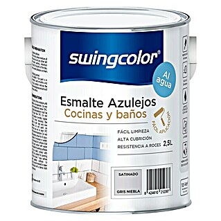 swingcolor Esmalte para azulejos Cocinas y baños (Gris niebla, 2,5 l, Satinado)