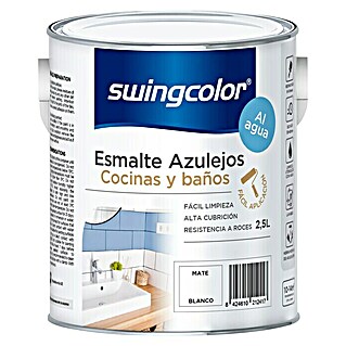 swingcolor Esmalte para azulejos Cocinas y baños (Blanco, 2,5 l, Mate)