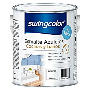swingcolor Esmalte para azulejos Cocinas y baños (Blanco, 2,5 l, Satinado)