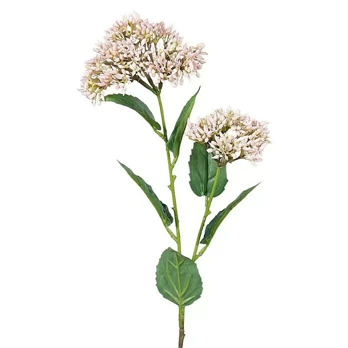 Kunstblume Bowardie - Rosé, 66 cm - Künstlicher Blütenstiel mit hellrosa und weißen Blütenbüscheln und grünen Blättern.
