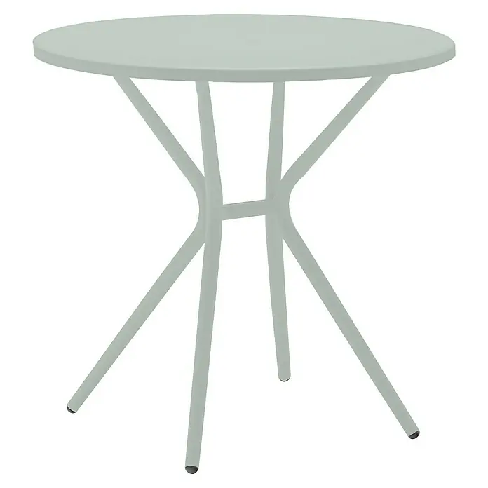 Mesa auxiliar de jardín Abigail - Aluminio, Verde - La elegante mesa auxiliar gris claro con un diseño redondo y marco de metal de filigrana es una adición elegante a cualquier habitación.