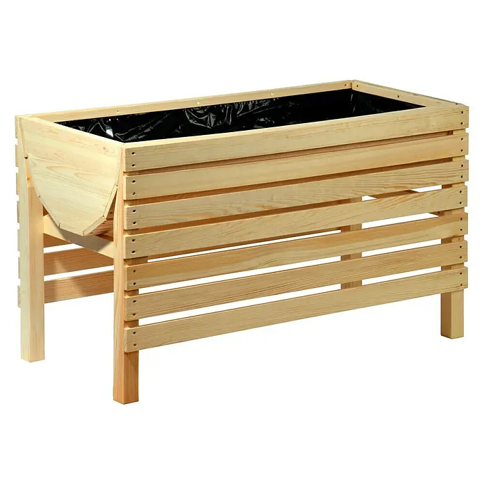 Dobar Hochbeet XL - 100 x 45 x 60 cm, Holz, Natur - Hochbeet aus hellem Holz mit schwarzer Auskleidung für den Garten oder Balkon.