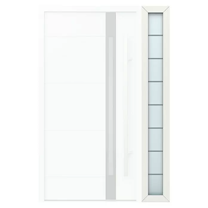 Gerda Seitenteil Thermo Prime - 30 x 210 cm, Weiß, Sandgestrahlt mit 7 Klarstreifen - Vorderansicht