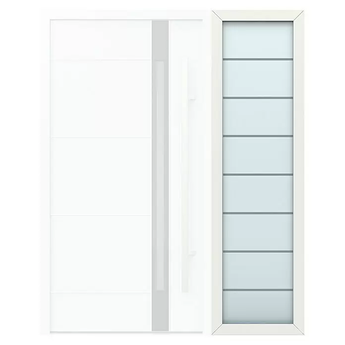 Gerda Seitenteil Thermo Prime - 60 x 210 cm, Weiß, Sandgestrahlt mit 7 Klarstreifen - Vorderansicht
