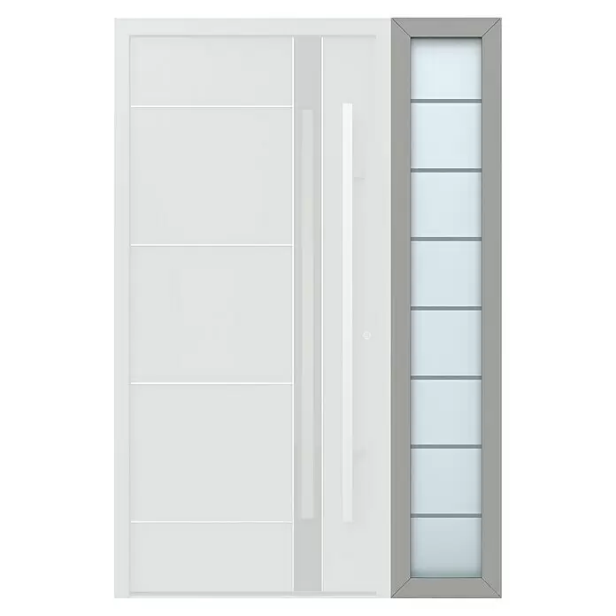 Gerda Seitenteil Thermo Prime - 40 x 210 cm, Grau, Sandgestrahlt mit 7 Klarstreifen - Vorderansicht