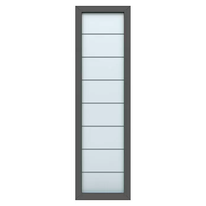Gerda Seitenteil Thermo Prime - 60 x 210 cm, Anthrazitgrau, Sandgestrahlt mit 7 Klarstreifen - Vorderansicht