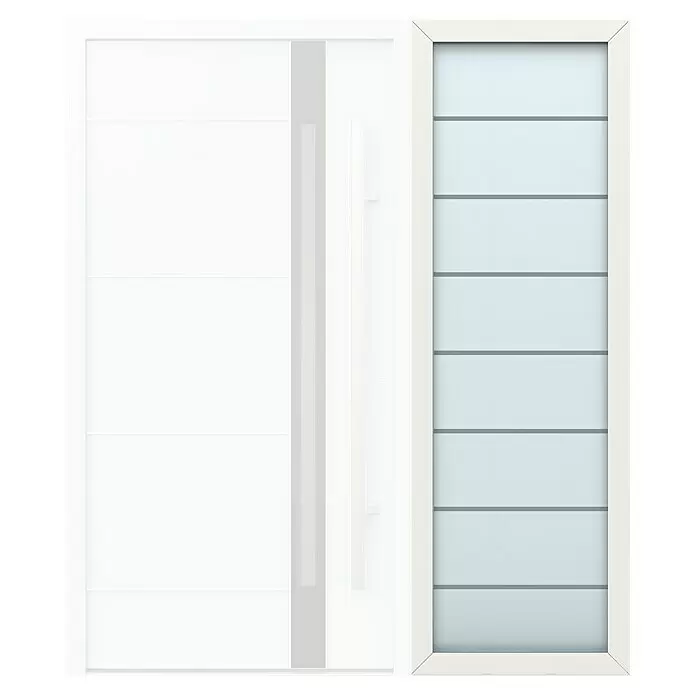 Gerda Seitenteil Thermo Prime - 70 x 210 cm, Weiß, Sandgestrahlt mit 7 Klarstreifen - Vorderansicht