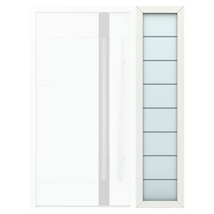 Gerda Seitenteil Thermo Prime - 50 x 210 cm, Weiß, Sandgestrahlt mit 7 Klarstreifen - Vorderansicht