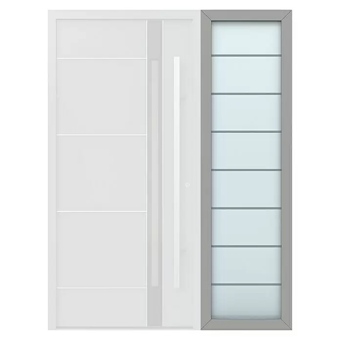 Gerda Seitenteil Thermo Prime - 60 x 210 cm, Grau, Sandgestrahlt mit 7 Klarstreifen - Vorderansicht