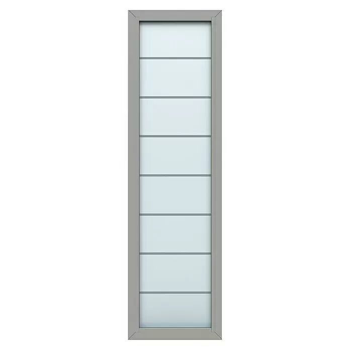 Gerda Seitenteil Thermo Prime - 60 x 210 cm, Grau, Sandgestrahlt mit 7 Klarstreifen - Vorderansicht