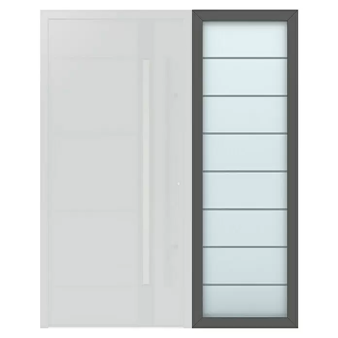 Gerda Seitenteil Thermo Prime - 70 x 210 cm, Anthrazitgrau, Sandgestrahlt mit 7 Klarstreifen - Vorderansicht