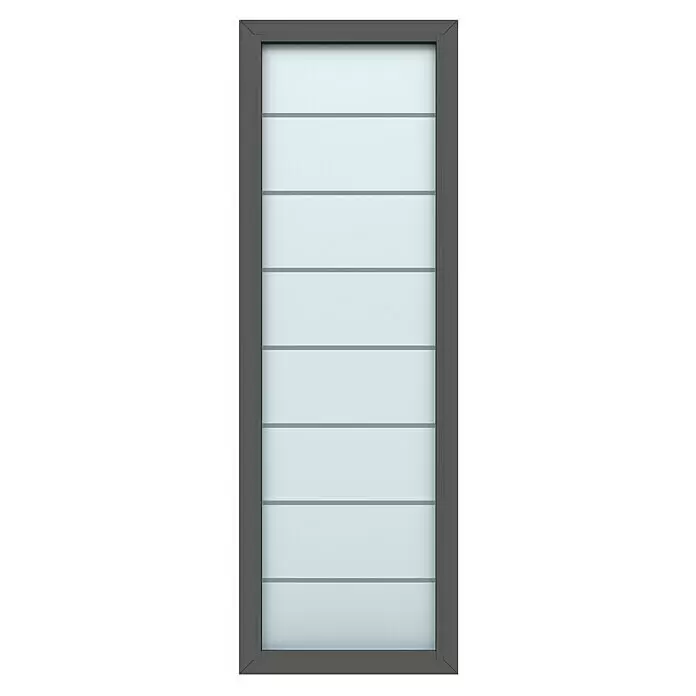 Gerda Seitenteil Thermo Prime - 70 x 210 cm, Anthrazitgrau, Sandgestrahlt mit 7 Klarstreifen - Vorderansicht