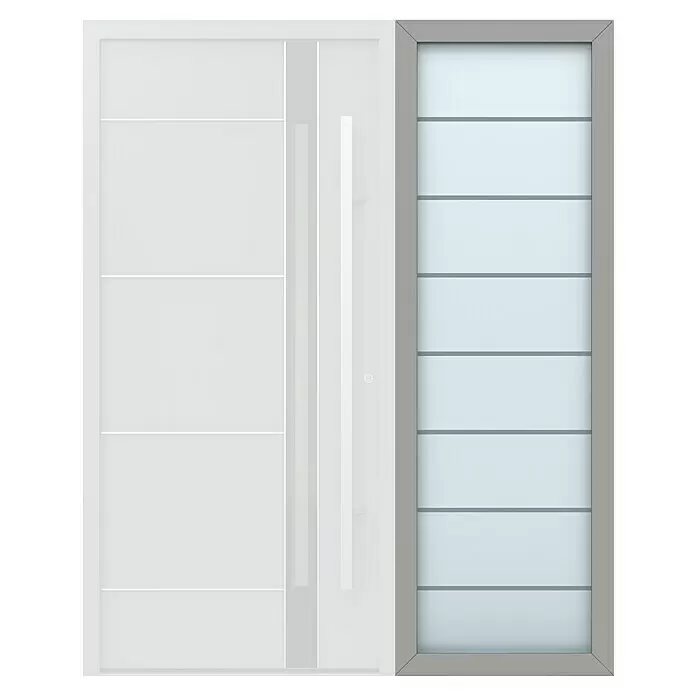Gerda Seitenteil Thermo Prime - 70 x 210 cm, Grau, Sandgestrahlt mit 7 Klarstreifen - Vorderansicht