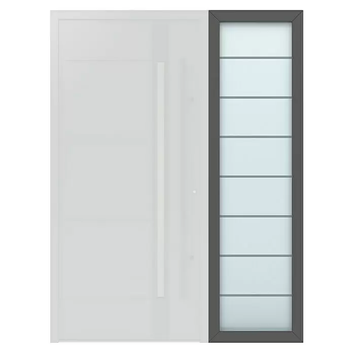 Gerda Seitenteil Thermo Prime - 60 x 210 cm, Anthrazitgrau, Sandgestrahlt mit 7 Klarstreifen - Vorderansicht