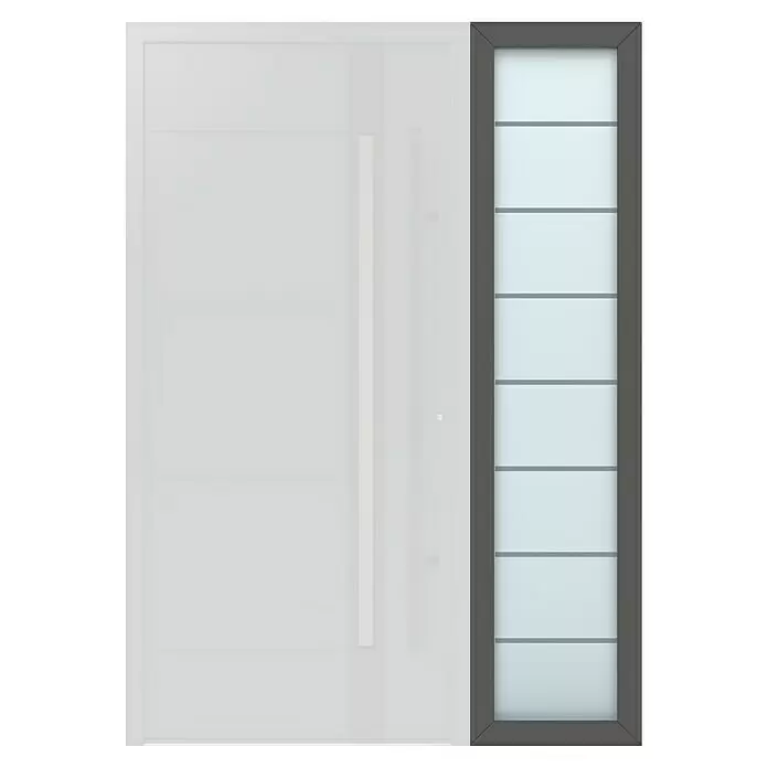 Gerda Seitenteil Thermo Prime - 50 x 210 cm, Anthrazitgrau, Sandgestrahlt mit 7 Klarstreifen - Vorderansicht