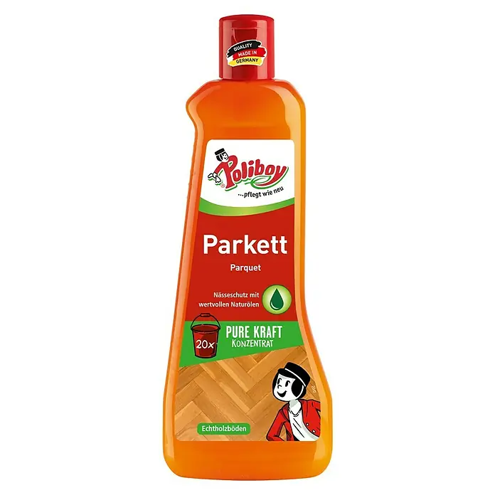 Poliboy Reinigungskonzentrat Parkett - 500 ml, Flasche - Flasche Poliboy Parkettpflege für Echtholzböden, mit natürlichem Nässeschutz und Pure Kraft Konzentrat für die optimale Reinigung.