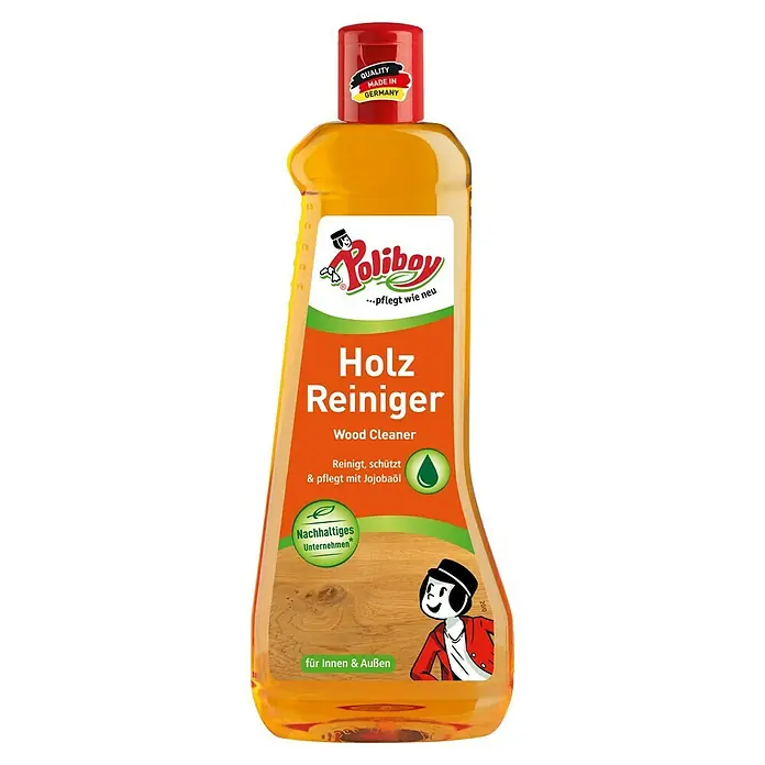 Poliboy Holzreiniger Möbel und Böden - 500 ml, Flasche - Produktfoto von Poliboy Holzreiniger für die Pflege und Reinigung von Holzoberflächen im Innen- und Aussenbereich.