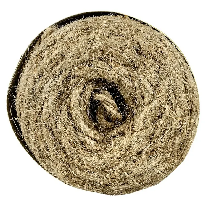 Gardol Juteschnur - 50 m, Natur - Nahaufnahme eines aufgewickelten Jutebandes in einem Behälter. Ideal für Bastelarbeiten und Verpackungen.