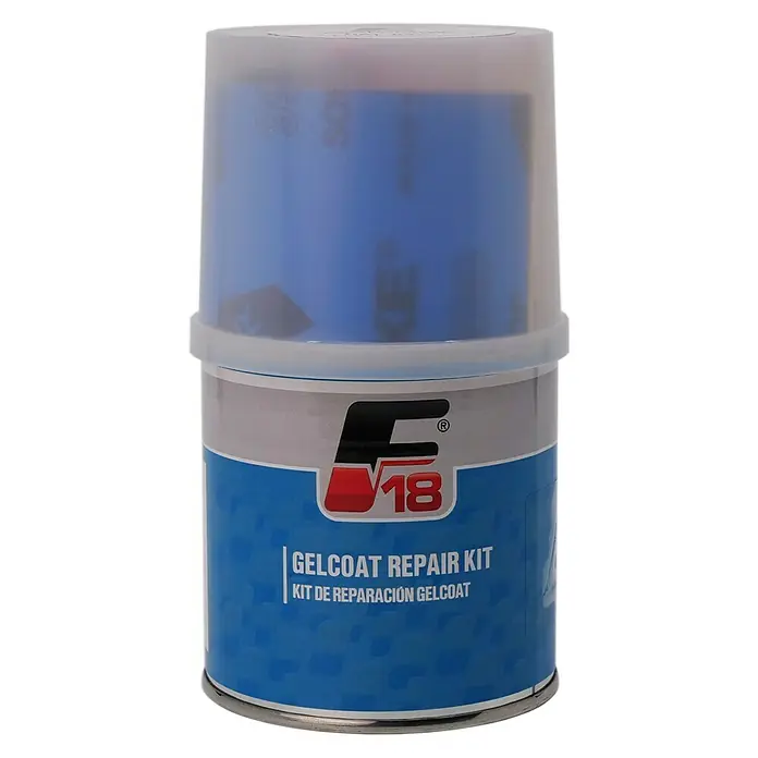 F18 Gelcoat Repair Kit - Reinweiß, RAL 9010 - Produktabbildung: Gelcoat Reparaturset. Ideal für die Ausbesserung von Schäden an Gelcoat-Oberflächen, einfache Anwendung.