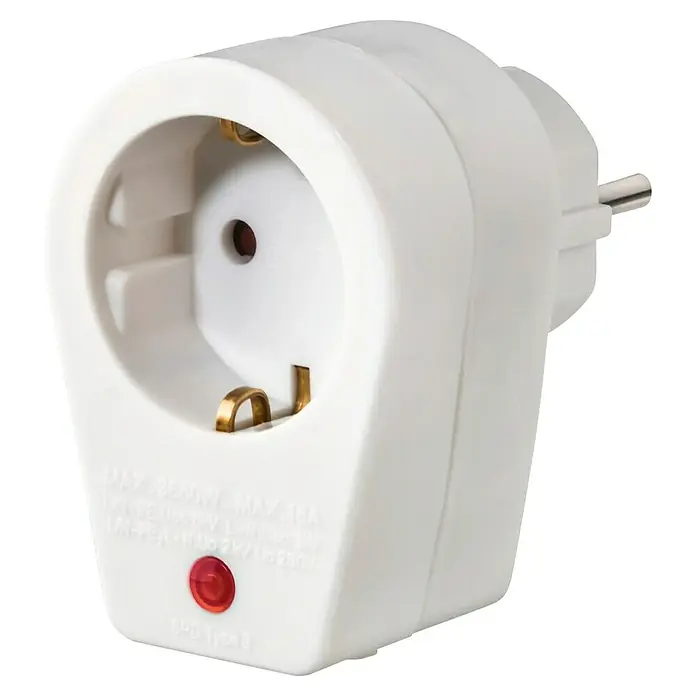 Hama Überspannungsadapter Steckdosenadapter - 250 V - Weißer Stromadapter für Steckdosen mit integrierter Schutzkontakt-Steckdose, ideal für den sicheren Anschluss elektronischer Geräte.