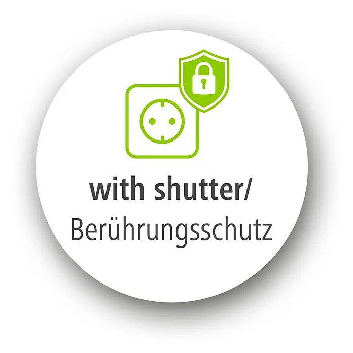 Hama Überspannungsadapter Steckdosenadapter - 250 V - Symbol für Steckdose mit Shutter/Berührungsschutz. Erhöht die Sicherheit und verhindert ungewollte Berührungen mit spannungsführenden Teilen.