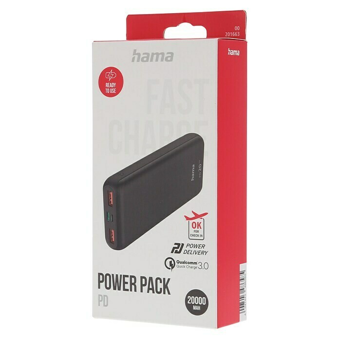 Hama Powerbank Power Pack PD20-HD (Kapazität: 20 Ah, Anthrazit) | BAUHAUS