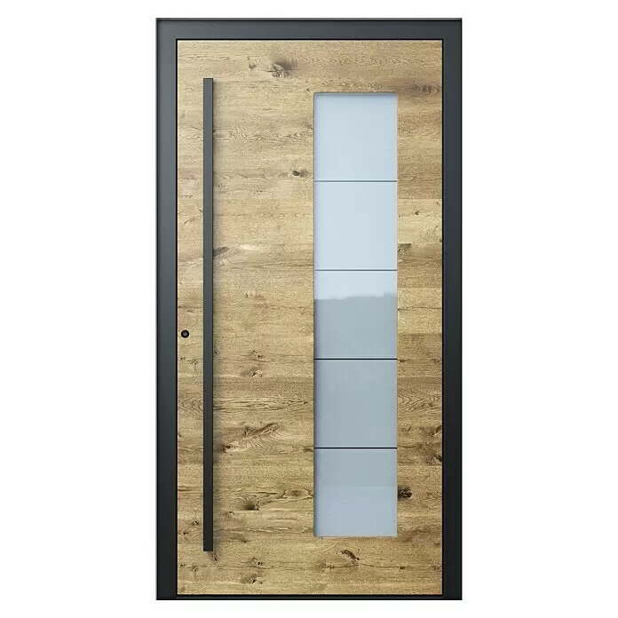 Portofino Blackline Edition Haustür 702PF Nero LA - 110 x 210 cm, DIN Anschlag: Links - Vorderansicht