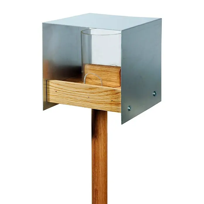 Dobar Vogelhaus BAUHAUS II - 15 x 16 x 161 cm, Natur, Holz - Moderner Insektenhotel-Bausatz mit Holz und Metall. Ein stilvolles Zuhause für nützliche Insekten im Garten oder auf dem Balkon.