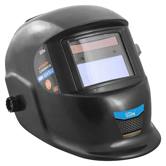 Güde Schweißhelm GSH-TC-2 - Universal - Automatik-Schweißhelm GSH-TC-2 von Güde. Der Helm ist schwarz, hat ein großes Sichtfeld und ist für professionelle Schweißarbeiten geeignet.