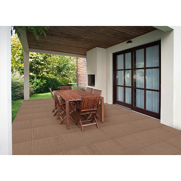 Terrassenplatte Wood (50 x 50 x 4 cm, Brown, Beton) | BAUHAUS