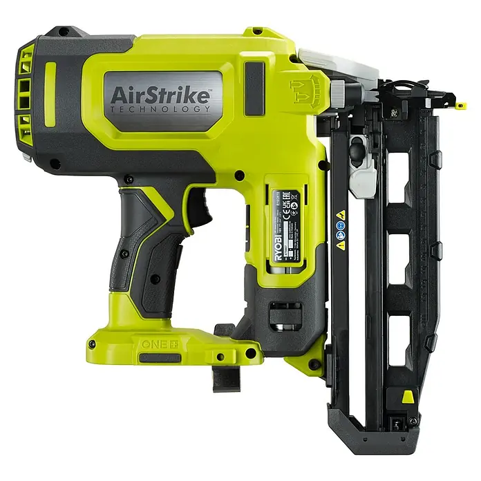 Ryobi ONE+ Akku-Nagler R16GN18-0 - 18 V, Ohne Akku, Länge Nagel: 19 mm - 64 mm - Akku-Nagelpistole Ryobi AirStrike Technologie für schnelles und kabelloses Arbeiten in Gelb und Schwarz.