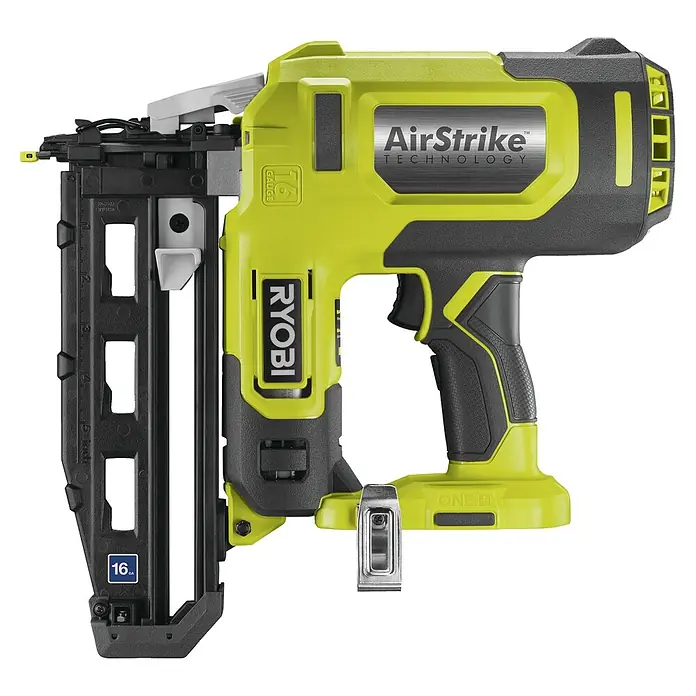 Ryobi ONE+ Akku-Nagler R16GN18-0 - 18 V, Ohne Akku, Länge Nagel: 19 mm - 64 mm - Ryobi Akku-Nagelpistole mit AirStrike Technologie, ideal für präzise Befestigungen. Leistungsstark und vielseitig einsetzbar.